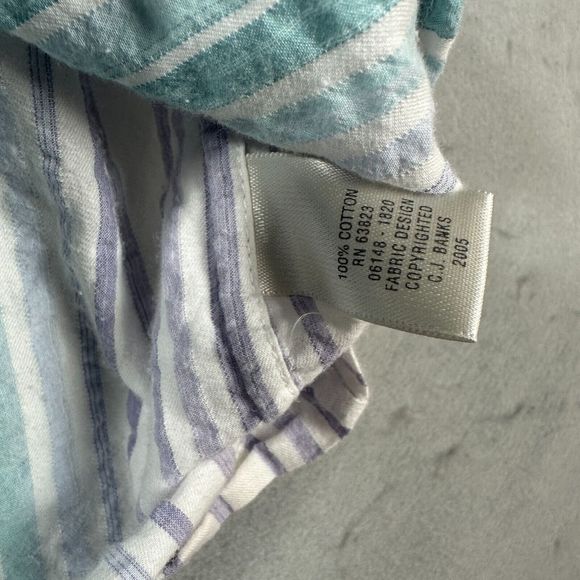 CJ Banks Womens Button Up Striped Blouse Top 1X Purple Teal 3/4 Sleeve - Picture 7 of 11